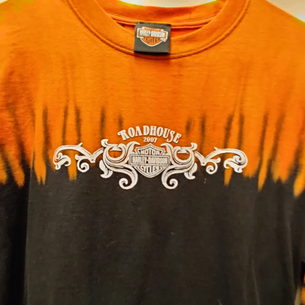 Womens Harley Davidson Orange and Black Long Sleeve Shirt Size M - Picture 2 of 8